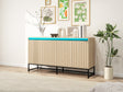 Engraved 4-door side panel with LED, self-service cabinet storage cabinet, modern coffee bar cabinet with adjustable shelves - V.I.P Digital Presence