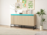 Engraved 4-door side panel with LED, self-service cabinet storage cabinet, modern coffee bar cabinet with adjustable shelves - V.I.P Digital Presence