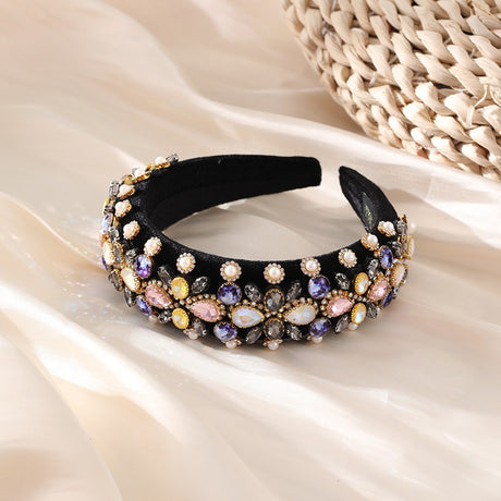 Retro Baroque colored glass drill sponge hair hoop - V.I.P Digital Presence