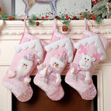Christmas decoration, pink sequins, children's cartoon roof, Santa Claus, Christmas socks, gifts, decorative items - V.I.P Digital Presence