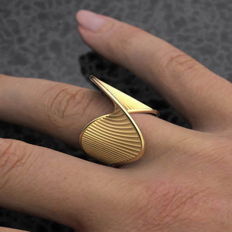 Jewelryposter Fashion Women's Stainless Steel Stripe Twist Ring Water Resistant Metal Gold Color Statement Fashion Jewelry - V.I.P Digital Presence