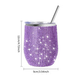 12oz Diamond Wine Tumbler With Sealed Lid Vacuum Thermo Beer Mug Cup Stainless Steel Mug Cup Champagne Party Bridemaid Gift - V.I.P Digital Presence