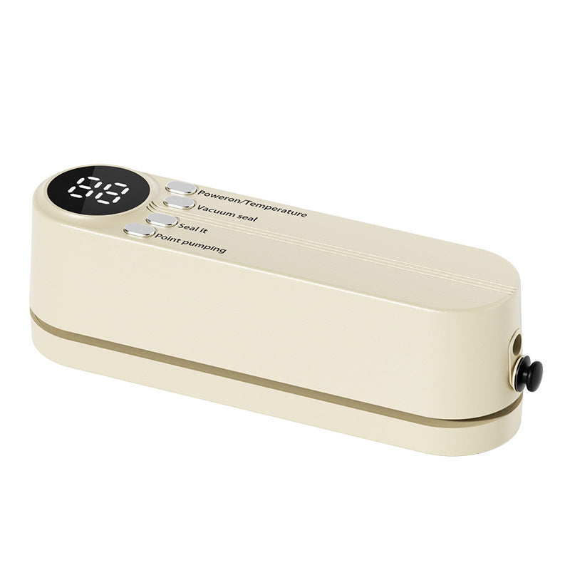 Beige cordless 3 - in - 1 food sealer. For dry/moist food, 4 bags. Seals chip bags, inflates items. - V.I.P Digital Presence