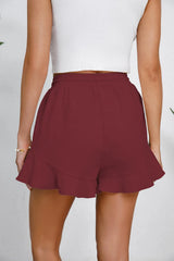 Women's cotton and linen shorts with ruffled edges and drawstring casual pants for women - V.I.P Digital Presence