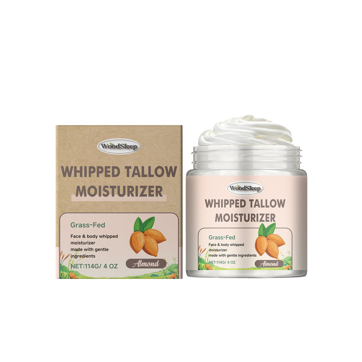 Crema hidratante de sebo de almendras que hidrata la piel con una refrescante crema para el cuidado de la piel no pegajosa.