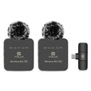 Wireless lavalier microphone mobile phone outdoor live recording noise reduction 1-to-2 wireless microphone - V.I.P Digital Presence