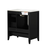 30" Bathroom Vanity with Sink, Bathroom Vanity Cabinet with Three Drawers and Door, Solid Wood and MDF, Black - V.I.P Digital Presence