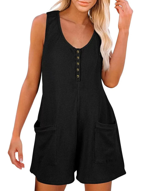 Pocketed Scoop Neck Sleeveless Romper - V.I.P Digital Presence