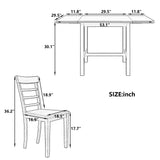 TOPMAX 5-piece square wooden pendant light expandable dining table set with 4 ladder back chairs  Gray - V.I.P Digital Presence