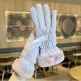 Cute Padded Gloves Little Bear Gloves Women Winter Fleece Thickened Warm Cycling Mountaineering Skiing Plush Cotton Gloves