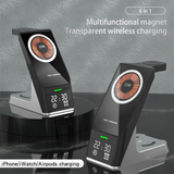 Wireless Charger 6-In-1 Multi-Function Clock Alarm Clock For Apple 14 Mobile Phone Headset Watch Magnetic Suction Fast Charging - V.I.P Digital Presence
