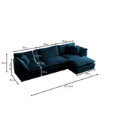 Free Combination Comfy Upholstery Modular Oversized L Shaped Sectional Sofa With Reversible Ottoman, Blue Chenille - V.I.P Digital Presence