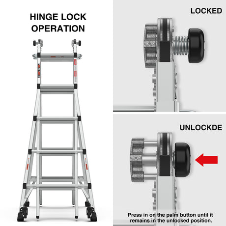 Aluminum Multi-Position Ladder with Wheels, 300 lbs Weight Rating, 22 FT - V.I.P Digital Presence
