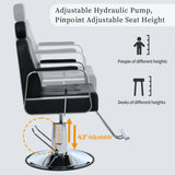 Premium Reclining barber Chair Salon Chair for Hair Stylist with Heavy Duty Hydraulic Pump, 360° Rotation  Black - V.I.P Digital Presence