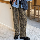 American retro leopard print casual pants with high waist design niche fashion loose and wide leg pants - V.I.P Digital Presence