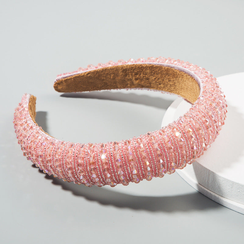 Hair Hoop Hand Woven Beaded Head Hoop Female Baroque Sponge Hair Bundle Korean Style Of The Net Red Face Wash Hair Accessories - V.I.P Digital Presence