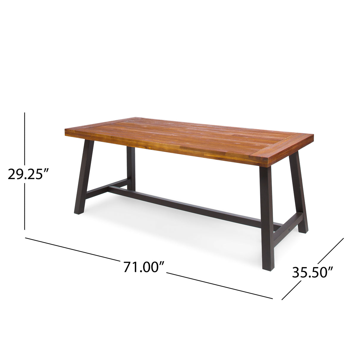 Carlie Outdoor Sandblast Finished Dining Table with Rustic Metal Finished Iron Legs - V.I.P Digital Presence