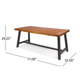 Carlie Outdoor Sandblast Finished Dining Table with Rustic Metal Finished Iron Legs - V.I.P Digital Presence