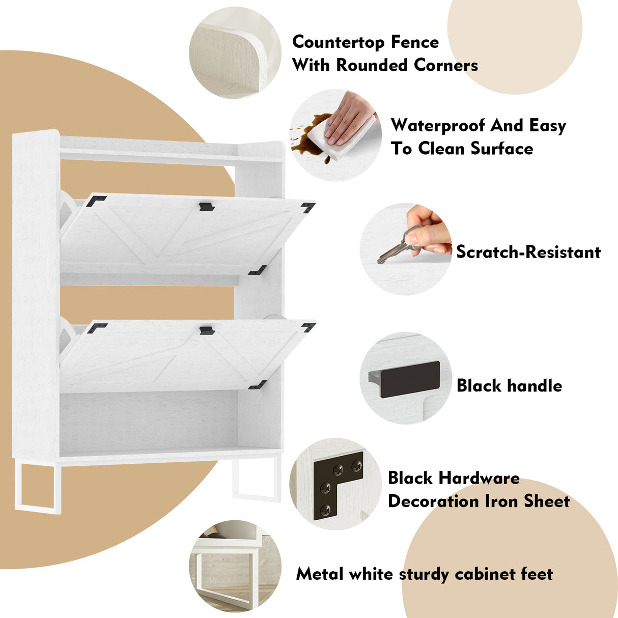 Shoe Cabinet with 2 Flip Drawers,Shoe Storage Cabinet for Entryway,Freestanding Shoe Cabinet Organizer with Open Storage White - V.I.P Digital Presence