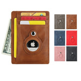 AirTag multi-card slot Apple tracker anti-lost protective cover card bag anti-theft brush Crazy Horse PU leather RFID bag - V.I.P Digital Presence