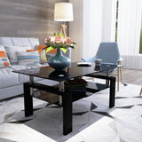 Rectangle Black Glass Coffee Table  Clear Coffee Table Modern Side Center Tables for Living Room Living Room Furniture - V.I.P Digital Presence
