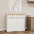 Two Drawers and Two-Compartment Tilt-Out Trash Cabinet Kitchen Trash Cabinet-White - V.I.P Digital Presence
