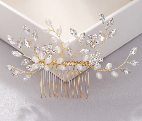 Pearl hair comb headdress Hand-woven crystal comb hair accessories - V.I.P Digital Presence