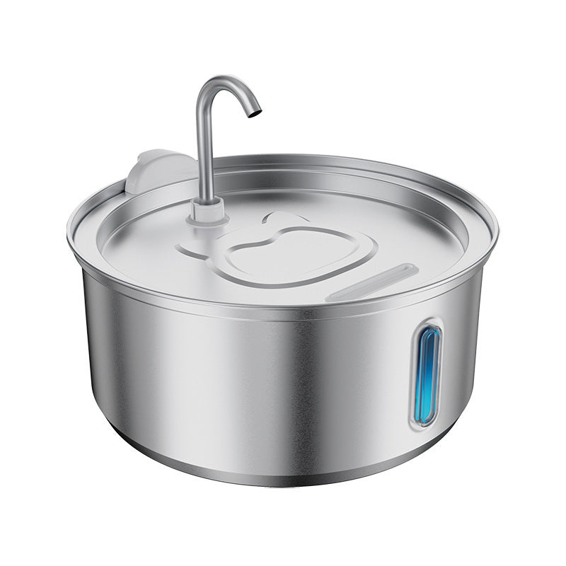 4L Stainless Steel Pet Water Dispenser with Round Viewing Window and Large Capacity LED for Cats and Dogs - V.I.P Digital Presence