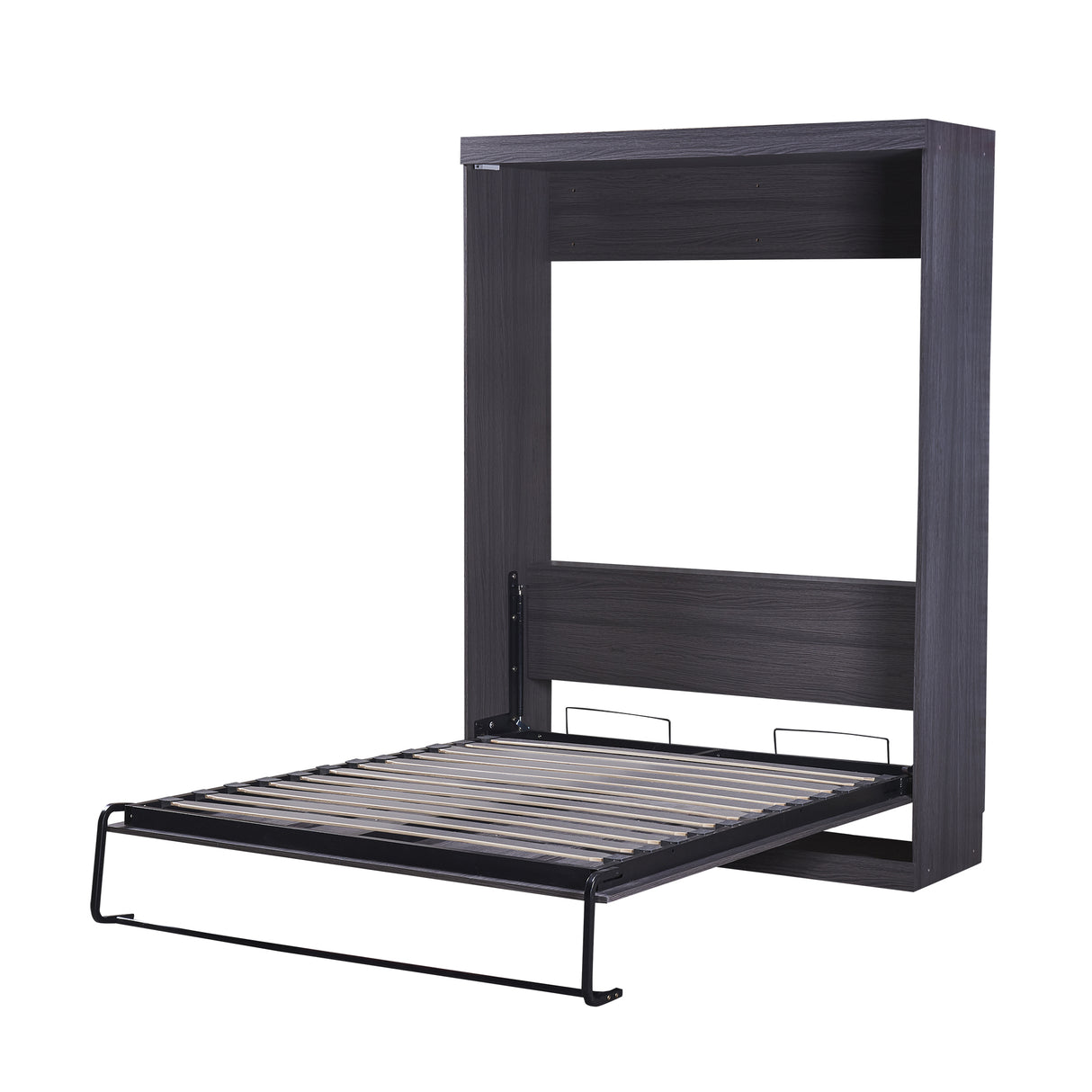Full Size Murphy Bed with Wardrobe and Drawers, Storage Bed, can be Folded into a Cabinet, Gray - V.I.P Digital Presence