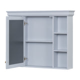 35'' x 28'' Blue Wall Mounted Bathroom Storage Cabinet with Mirror Door, Modern Bathroom Wall Cabinet with Mirror - V.I.P Digital Presence