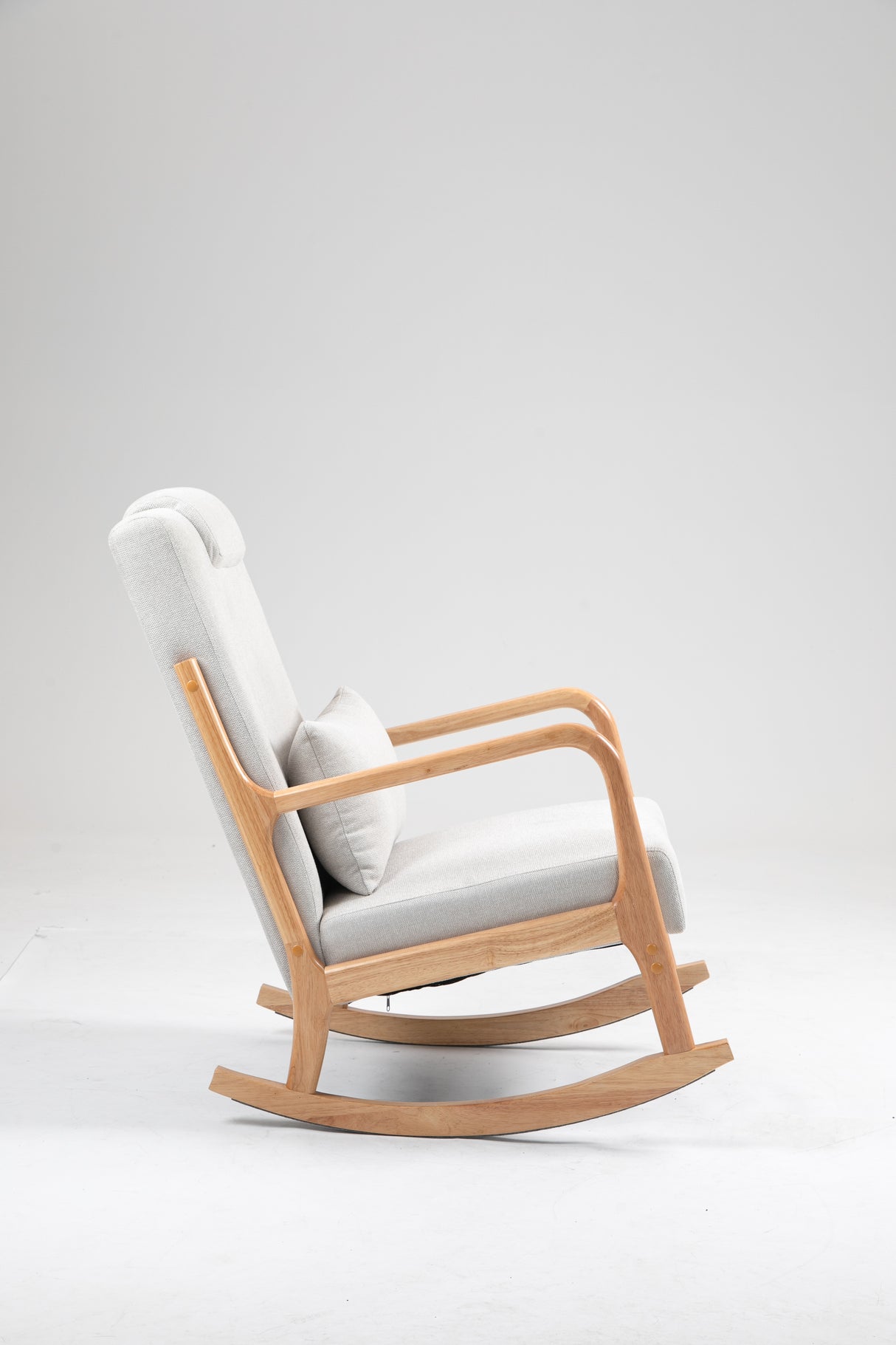Rocking Chair Upholstered Fabric Rocking Armchair Indoor with High Backrest Glider Chairs and Lumbar Pillow for Living Room - V.I.P Digital Presence