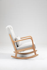 Rocking Chair Upholstered Fabric Rocking Armchair Indoor with High Backrest Glider Chairs and Lumbar Pillow for Living Room - V.I.P Digital Presence