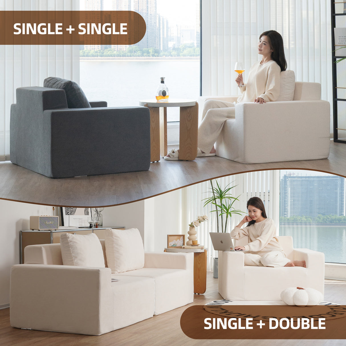 Sofa in a box Foam Sofa Couch with Pillow, Bean Bag Chairs for Adults Stuffed High-Density Foam - V.I.P Digital Presence