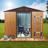 8ft x 6ft Outdoor Metal Storage Shed with Floor Base Coffee(W540S00014) - V.I.P Digital Presence