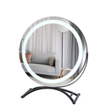 Round black dressing table makeup mirror desktop LED light - V.I.P Digital Presence
