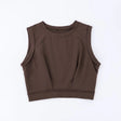 Short crop top with exposed navel and sleeveless loose fitting vest women's high waisted sports fitness yoga base shirt - V.I.P Digital Presence