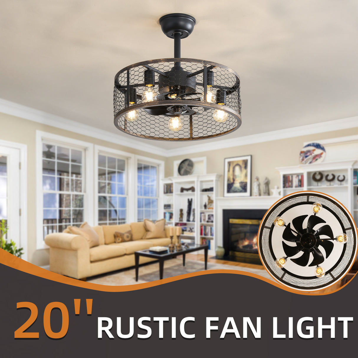 19.7In Classic Ceiling Fan with Light - V.I.P Digital Presence