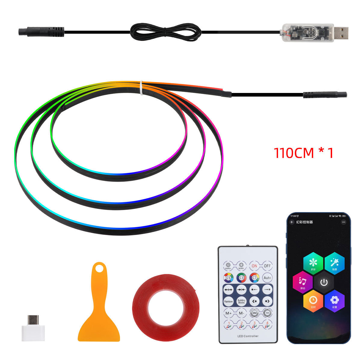 10 in 1 Car LED Acrylic Light Strip RGB Symphony Auto Interior Strip Lights Remote/APP Control Decorative Atmosphere Lamp - V.I.P Digital Presence