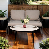 2PC Outdoor Aluminum Patio Furniture Modern Loveseat Sofa Conversation/Chat Set - V.I.P Digital Presence