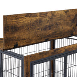 Furniture Style Dog Crate Side Table on Wheels with Double Doors and Lift Top. Rustic Brown, 31.50'' W x 22.05'' D x 25'' H. - V.I.P Digital Presence