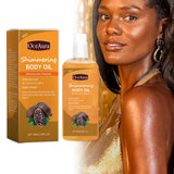 Aceite corporal hidratante brillante que hidrata y nutre el cuerpo. Cuidado diario. Aceite esencial para masaje corporal completo.