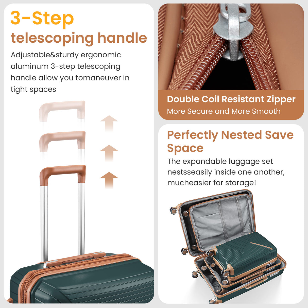 Luggage set of 4 pieces (14/20/24/28) with 4 360 degree silent rotating wheels made of PP material and durable TSA lock - V.I.P Digital Presence