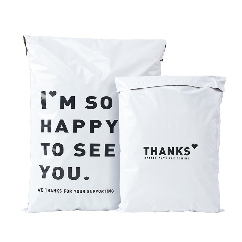Thickened express bag, packaging bag, white English printing bag, logistics clothing packaging bag, waterproof bag - V.I.P Digital Presence