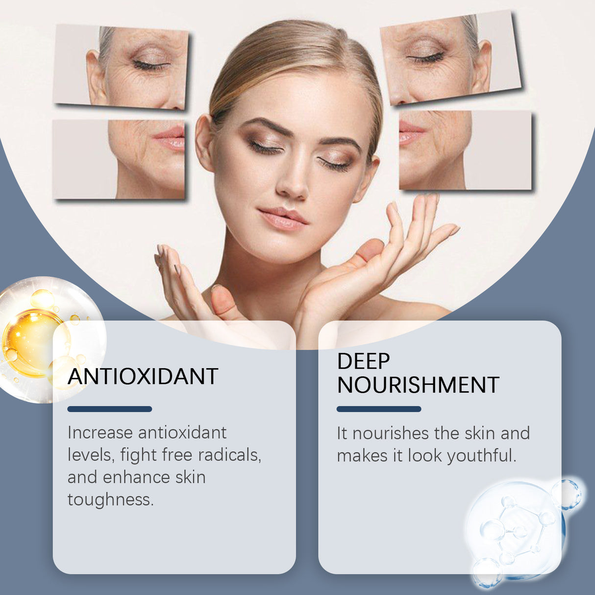Tónico facial rejuvenecedor que hidrata y nutre las líneas finas para mejorar la condición de la piel del rostro.