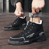 Cotton shoes, winter men's shoes, high top Martin boots, Bumblebee work boots, large size, medium top, fashionable shoes, men's boots, trendy shoes - V.I.P Digital Presence
