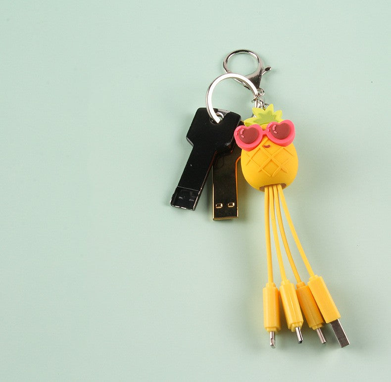 Creative cartoon data cable quirky peach blossom eye phone charging cable peach blossom eye pineapple fruit - V.I.P Digital Presence
