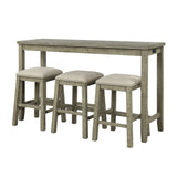 TOPMAX 4 Pieces Counter Height Table with Fabric Padded Stools,Rustic Bar Dining Set with Socket,Gray Green - V.I.P Digital Presence