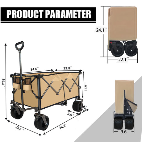 Collapsible Folding Wagon Push Pull Foldable Beach Wagon Cart - V.I.P Digital Presence