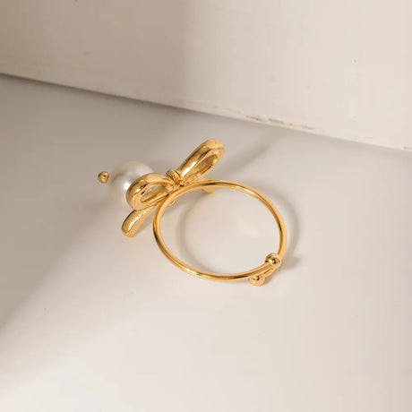 Stainless Steel Pearl Bow Ring - V.I.P Digital Presence