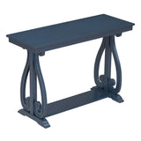 48-Inch Rustic Vintage Console Table --- Farmhouse Style Entryway Table with Open Shelf and Sturdy Construction (Navy) - V.I.P Digital Presence